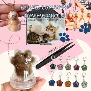 Beloved Companion Remembrance Kit for Cats; Magnetic Frame, Fur Storage Ornament